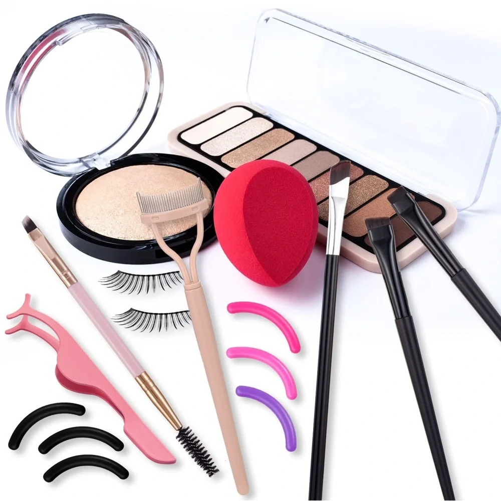 Eyeliner Brushes 3Pcs, Angled EyeBrow Brush, Spoolie Brush, Silicone Pads, Comb